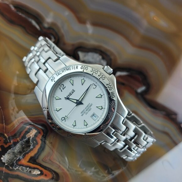 Mens GENEVE Swiss SEL Solid Stainless Steel Dive Watch 330' WR - Picture 2 of 5